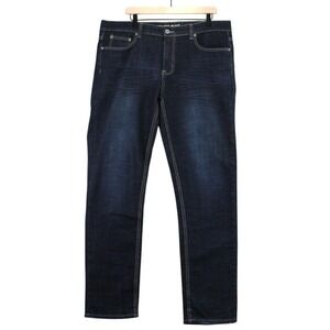 Flypaper Blue Mens Slim straight Cut Jeans Dark Wash Denim W38‎ L32